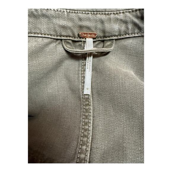 New Free People Shirt Jacket Distressed Denim Army Green Womens Size M $168 - Picture 5 of 5